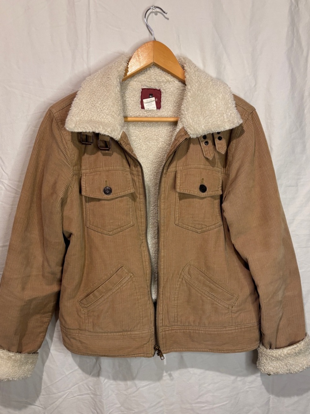 Vintage Corduroy Sherpa Lined Jacket Brown Cozy Winter Coat